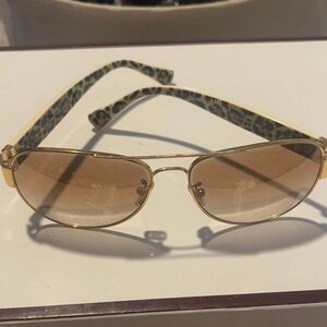 Coach Gold Sunglasses with Leopard Print Arms